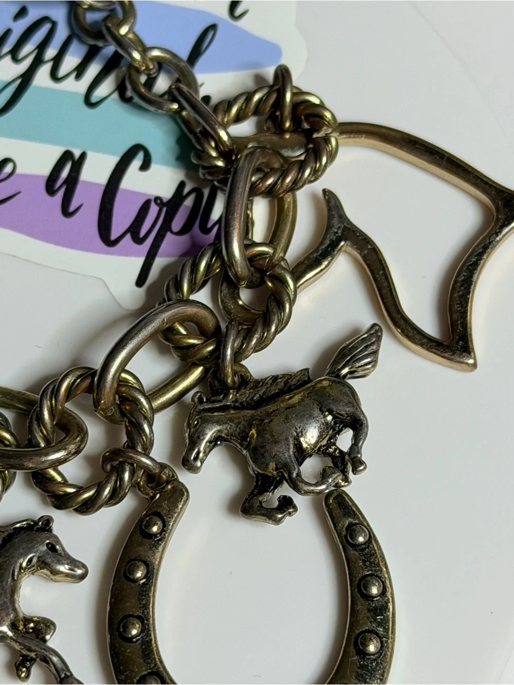 vintage horse charm bracelet/toggle closure Silvertone